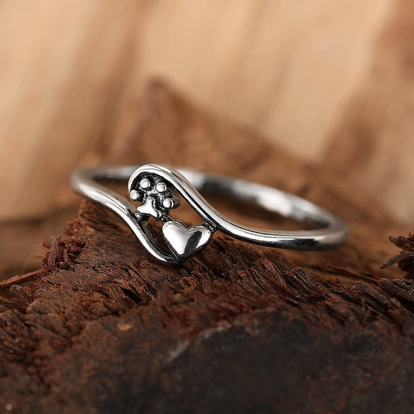 Wholesale Women's Cute Cat Claw Heart Copper Ring With Electroplating