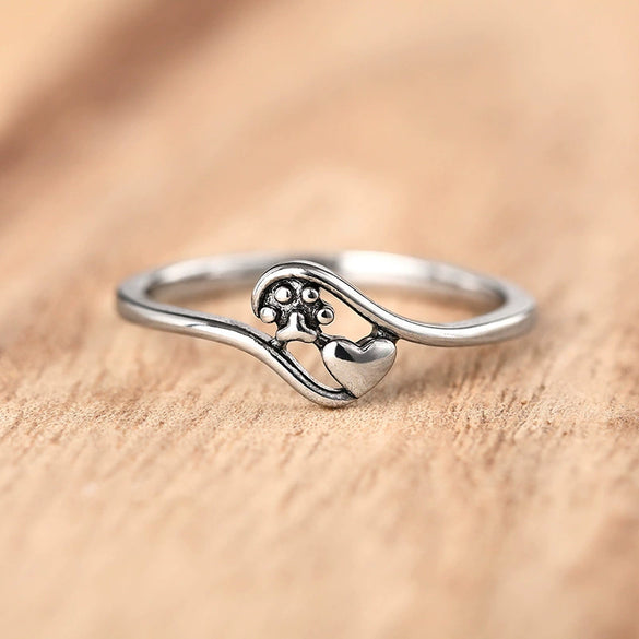 Wholesale Women's Cute Cat Claw Heart Copper Ring With Electroplating