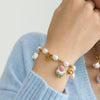 Wholesale Women's Cute Geometric And Floral Patterned Stainless Steel Electroplated Bracelet Jewelry