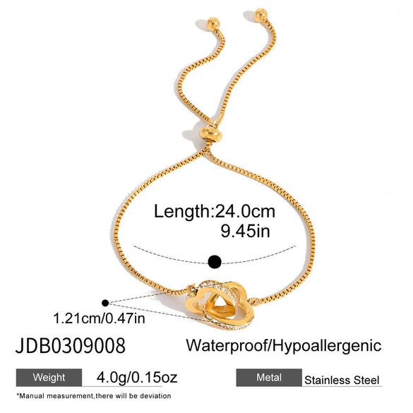 Wholesale Women's Cute Geometric And Heartshaped Electroplated Stainless Steel Bracelet