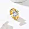 Wholesale Women's Cute Geometric Heartshaped Stainless Steel Vacuum Furnace Electroplated Diamond Ring Jewelry Accessories