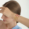 Wholesale Women's Cute Geometric Stainless Steel Electroplated Rhinestone Red Rope Bracelet Jewelry
