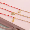 Wholesale Women's Cute Geometric Stainless Steel Electroplated Rhinestone Red Rope Bracelet Jewelry