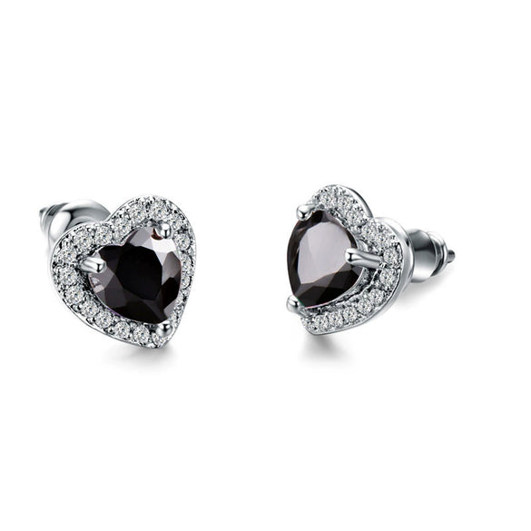 Wholesale Women's Cute Heartshaped Copper Zircon Stud Earrings