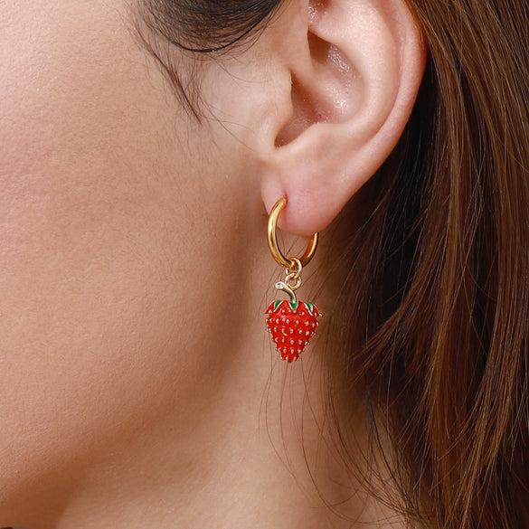 Wholesale Women's Cute Sweet Stainless Steel Fruit Shaped Electroplated Earrings