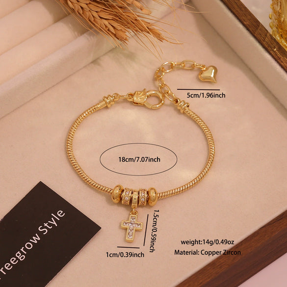 Wholesale Women's Cute Virgin Pendant Bracelet With Real Gold Plated Environmentally Friendly Copper Microinlay Jewelry Accessories