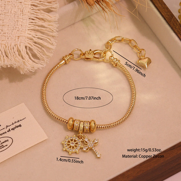 Wholesale Women's Cute Virgin Pendant Bracelet With Real Gold Plated Environmentally Friendly Copper Microinlay Jewelry Accessories