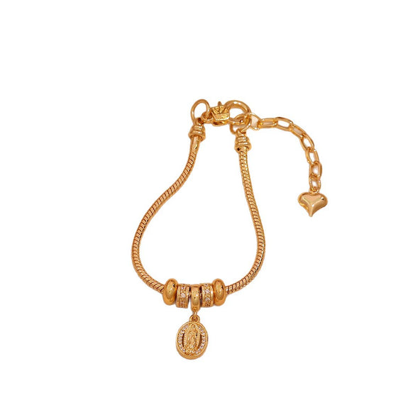 Wholesale Women's Cute Virgin Pendant Bracelet With Real Gold Plated Environmentally Friendly Copper Microinlay Jewelry Accessories