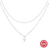 Wholesale Women's Daily Elegant Double Layer Stacked Basic Chain Pearl Necklace In 925 Sterling Silver With Geometric Styling And Electroplating Treatment