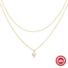Wholesale Women's Daily Elegant Double Layer Stacked Basic Chain Pearl Necklace In 925 Sterling Silver With Geometric Styling And Electroplating Treatment