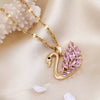 Wholesale Women's Deluxe Swan Titanium Steel Necklace With Inlaid Pink Zircon Light Luxury Style And Original Animal Design Set With Gems