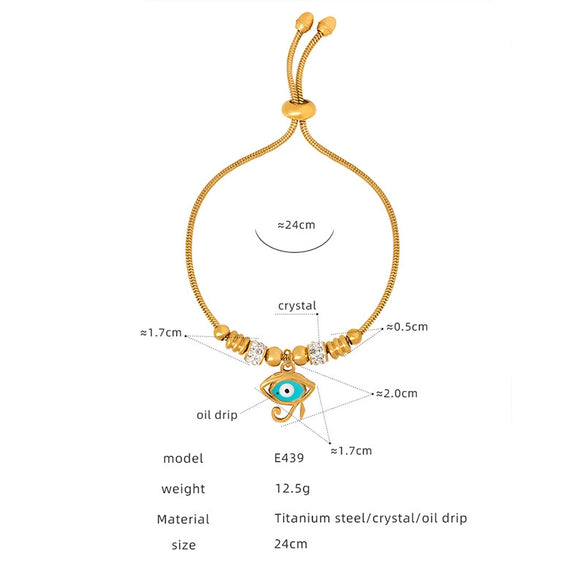 Wholesale Women's Devil's Eye Titanium Steel Bracelet With Geometric Design And Inlaid Zircon Electroplating
