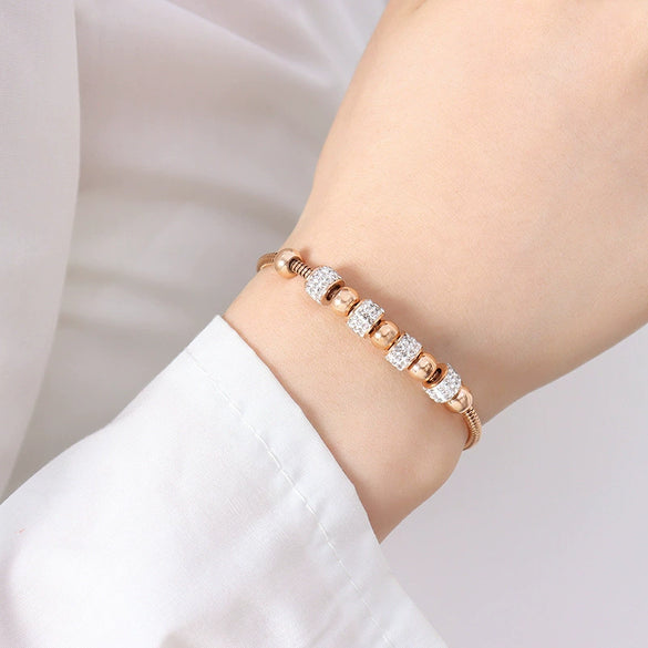 Wholesale Women's Devil's Eye Titanium Steel Bracelet With Geometric Design And Inlaid Zircon Electroplating