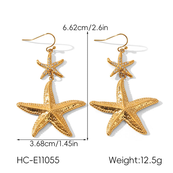 Wholesale Women's Diamond Geometric Star Stainless Steel Earrings