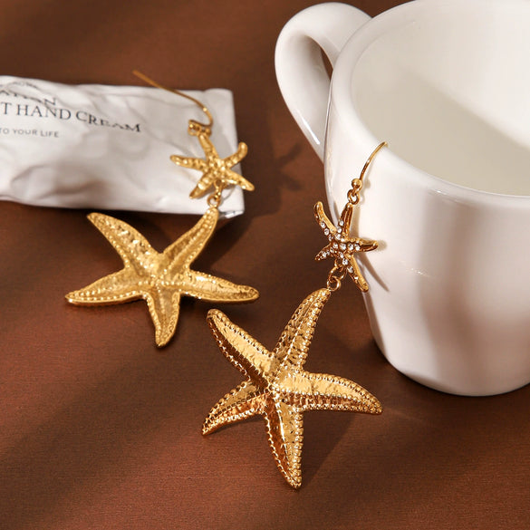 Wholesale Women's Diamond Geometric Star Stainless Steel Earrings