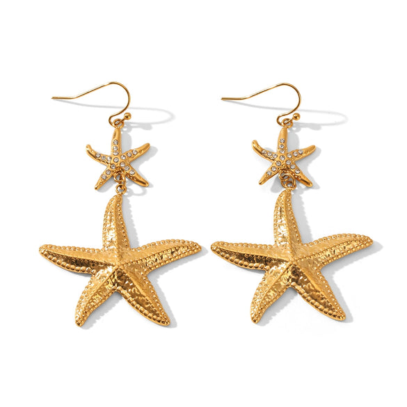 Wholesale Women's Diamond Geometric Star Stainless Steel Earrings