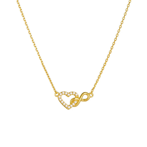 Wholesale Women's Diamond Inlaid 925 Silver Heartshaped Cross Chain Necklace