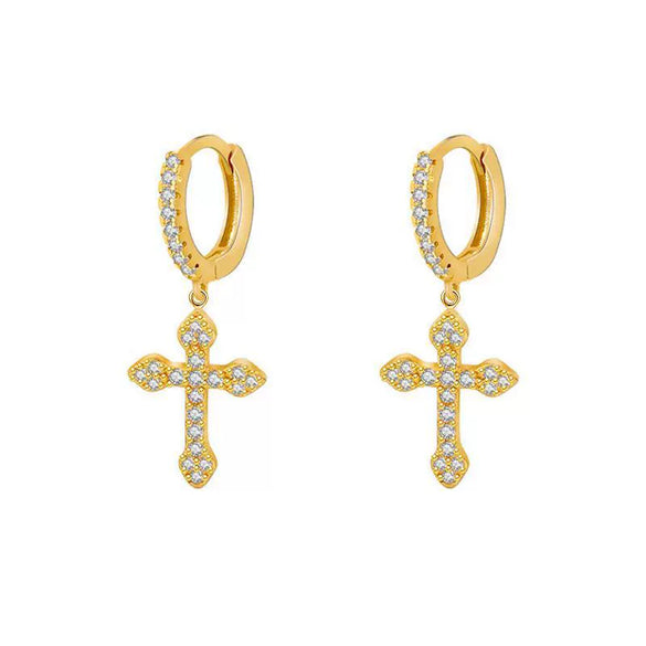 Wholesale Women's Diamond Zircon Cross Earrings