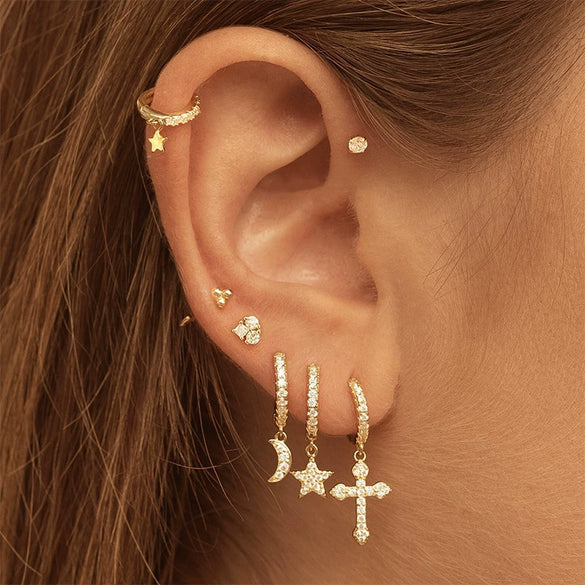 Wholesale Women's Diamond Zircon Cross Earrings