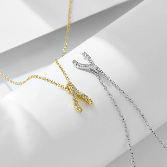 Wholesale Women's Diamondembedded Geometric Herringbone Pendant Cross Chain Necklace S925 Sterling Silver