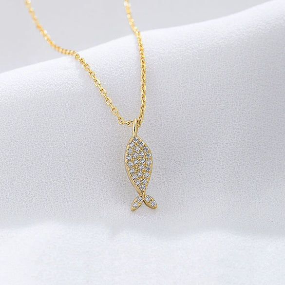 Wholesale Women's Diamondencrusted Animal Zodiac Fish Pendant Necklace In Sterling Silver With Cross Chain