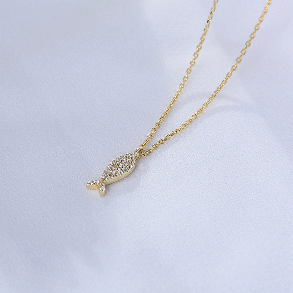 Wholesale Women's Diamondencrusted Animal Zodiac Fish Pendant Necklace In Sterling Silver With Cross Chain