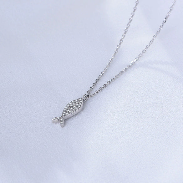Wholesale Women's Diamondencrusted Animal Zodiac Fish Pendant Necklace In Sterling Silver With Cross Chain
