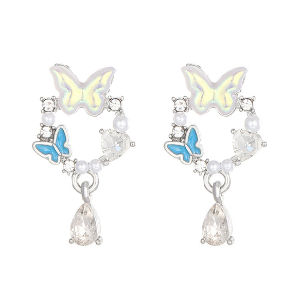Wholesale Women's Diecast Electroplated Animal Butterfly Asymmetric Earrings