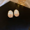 Wholesale Women's Diecast Silver Needle Blue Crystal Flower Pearl Earrings With Diamond Design And High Sense Style