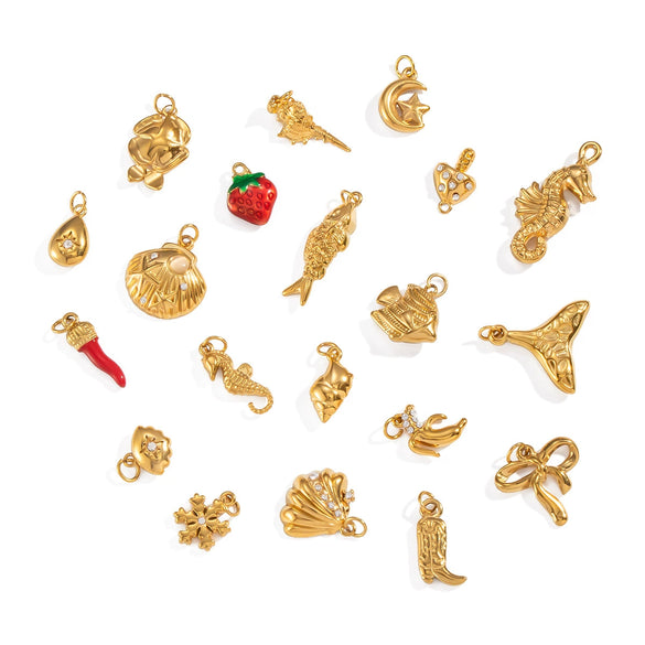 Wholesale Women's Diy Jewelry Pendant Ocean Style Seahorse Koi Conch Stainless Steel Electroplated Waterproof And Non Fading With Animal Patterns