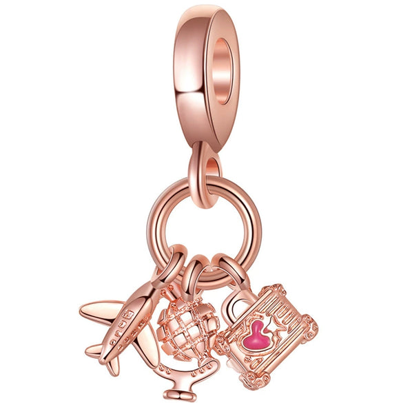 Wholesale Women's Diy Loose Beads Bracelet With Cartoon Animal Pendant Made Of Alloy Metal With Totem Pattern And Electroplating Treatment