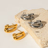 Wholesale Women's Double Hollow C Shaped Stainless Steel Geometric Earrings With Electroplating