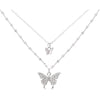 Wholesale Women's Double Layer Butterfly Sterling Silver Collarbone Necklace With Simple Elegant Niche Design And Fairy Style Cross Chain Diamond Designed Animal Patterned
