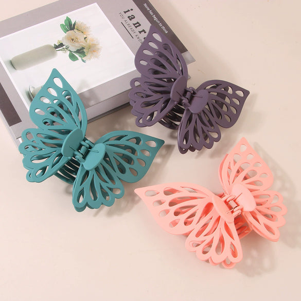 Wholesale Women's Double Layer Hollow Butterfly Claw Clip Hairpin Jewelry Ps Material Baking Varnish Treatment