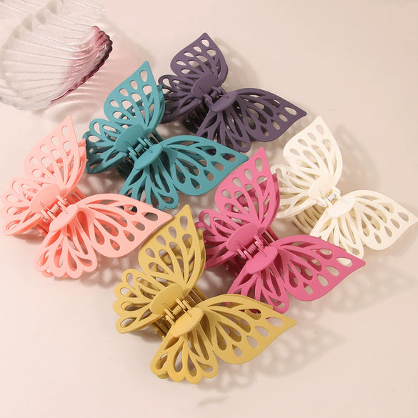 Wholesale Women's Double Layer Hollow Butterfly Claw Clip Hairpin Jewelry Ps Material Baking Varnish Treatment