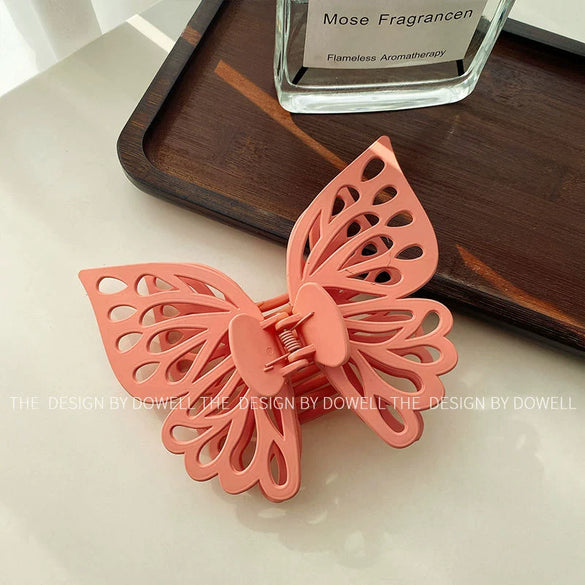 Wholesale Women's Double Layer Hollow Butterfly Hairpin With Shark Clip Plastic And Resin Handmade Headdress