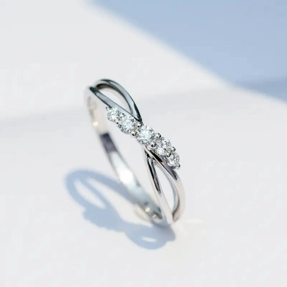 Wholesale Women's Double Layer Hollow Cross Ring Jewelry Copper Geometric Zircon Inlay