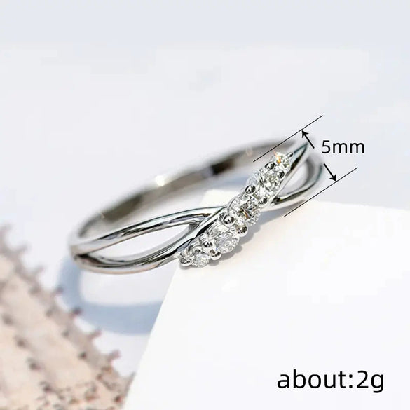 Wholesale Women's Double Layer Hollow Cross Ring Jewelry Copper Geometric Zircon Inlay