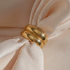 Wholesale Women's Double Layer Irregular Drum Ring In Stainless Steel With Geometric Style And Electroplating Treatment