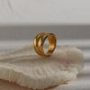 Wholesale Women's Double Layer Irregular Drum Ring In Stainless Steel With Geometric Style And Electroplating Treatment