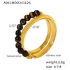 Wholesale Women's Double Layer Natural Stone Beaded Ring 316L Stainless Steel 18K Gold Plated Geometric Style