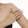 Wholesale Women's Double Layer Natural Stone Beaded Ring 316L Stainless Steel 18K Gold Plated Geometric Style