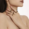 Wholesale Women's Double Layer Natural Stone Beaded Ring 316L Stainless Steel 18K Gold Plated Geometric Style