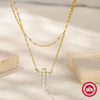 Wholesale Women's Double Layer Overlapped Cross And Diamondencrusted Double Tile Chain Necklace In S925 Sterling Silver With Electroplating