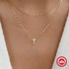 Wholesale Women's Double Layer Overlapped Cross And Diamondencrusted Double Tile Chain Necklace In S925 Sterling Silver With Electroplating