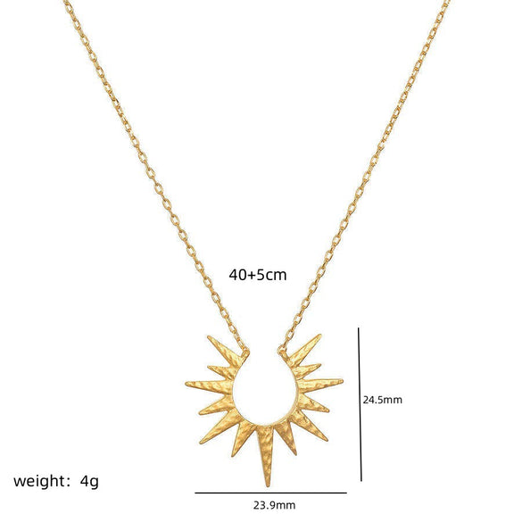 Wholesale Women's Double Layer Overlapping Sun Moon Devil's Eye Snake Necklace In Titanium Steel With Geometric Pattern And 18K True Gold Color Electroplated Finish