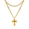 Wholesale Women's Double Layer Retro Fashion Cross Stainless Steel And Titanium Steel Necklace With Geometric Pattern And Electroplating Design