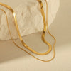 Wholesale Women's Double Layer Snake Bone Stainless Steel Necklace With Geometric Style And Electroplating