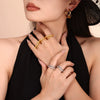 Wholesale Women's Double Layer Snake Ring 316L Stainless Steel 18K Gold Plated Geometric Animal Zodiac Hand Jewelry
