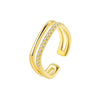 Wholesale Women's Double Layer Square Copper Zircon Finger Ring With Diamond Encrusted Geometric And Minimalist Style Electroplated